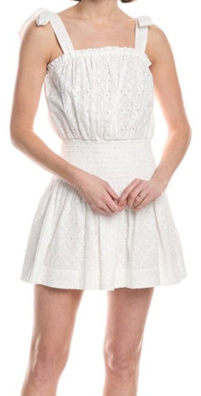 Ramy Brook Laurel smocked minidress dress white size X-Large XL